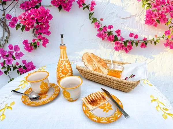 Set Desayuno Alhambra Cerámica Fajalauza Amarillo