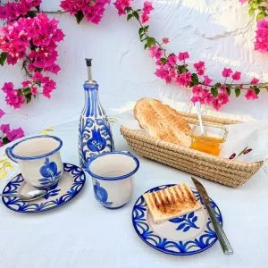 Set Desayuno Alhambra Cerámica Fajalauza Azul