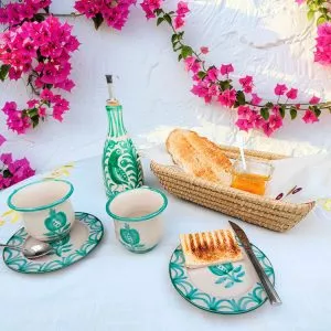 Set Desayuno Alhambra Cerámica Fajalauza Verde