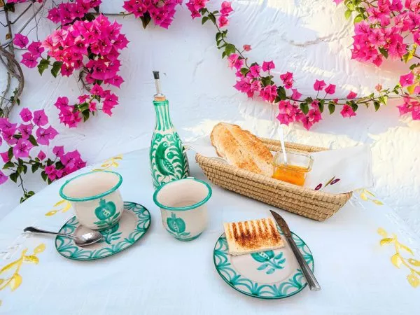 Set Desayuno Alhambra Cerámica Fajalauza Verde