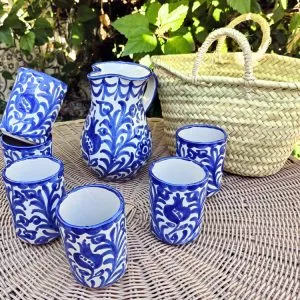 Set Brindis Albaicin Cerámica Fajalauza Granada Azul 6 vasos