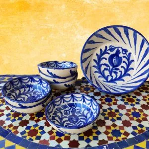 Set Gazpacho Andaluz Cerámica Fajalauza Granada Azul 6 bols